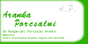 aranka porcsalmi business card